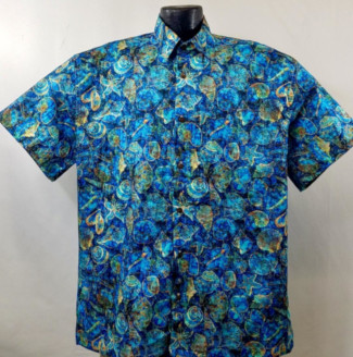 Marine Seashells Hawaiian Shirt- Made in USA- 100% Cotton
